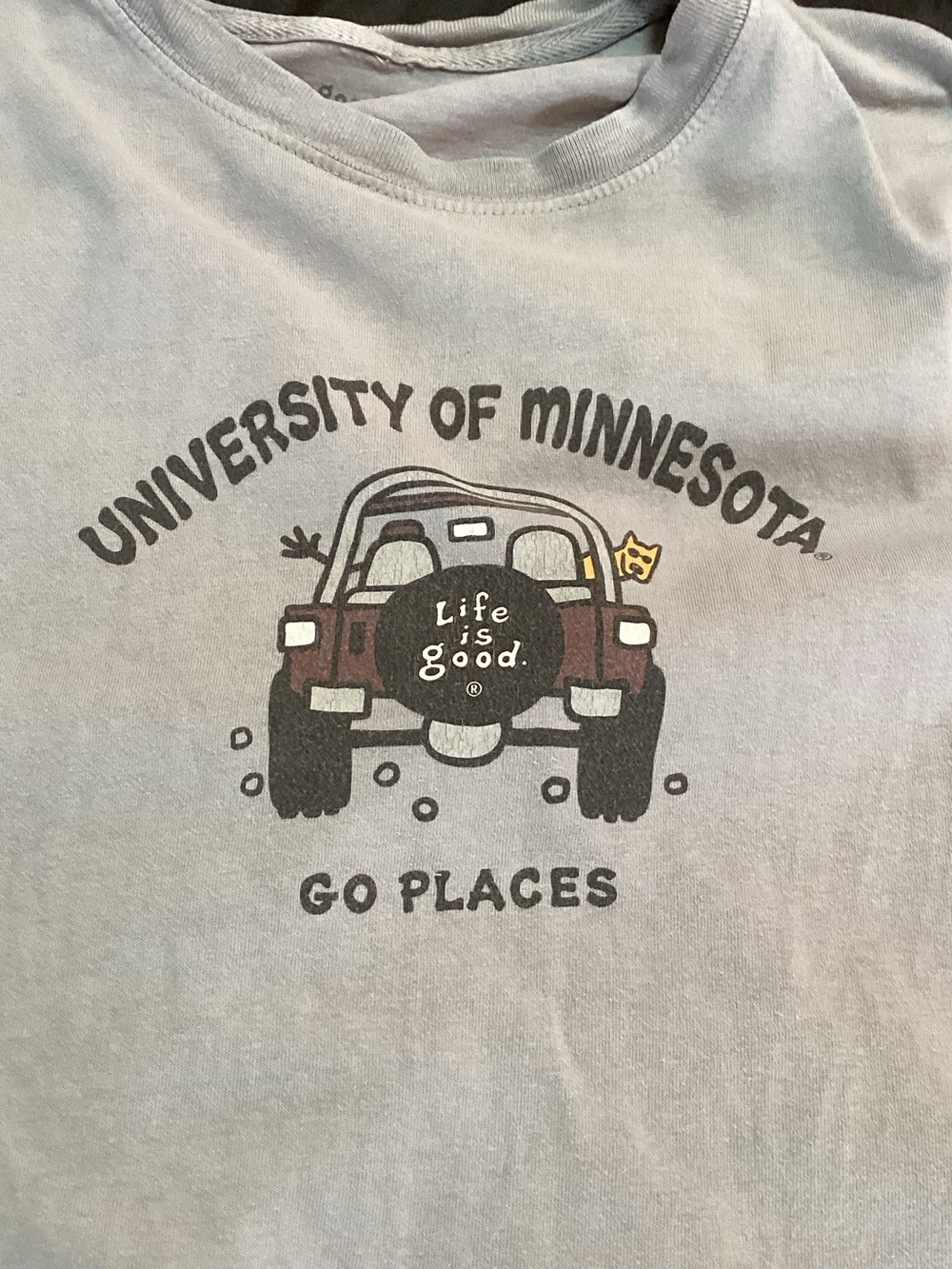 Life is Good ,University of Minnesota , Color-Gray, Graphic T-shirt,Size Large